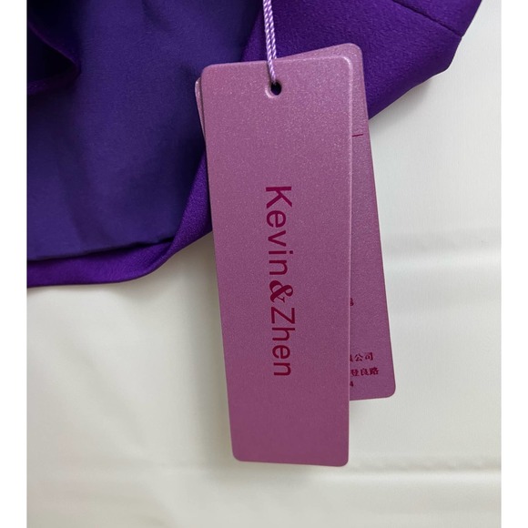 Women's Size Small NWT Kevin & Zhen Ruffle Dress Black & Purple Knee Length - Picture 2 of 7